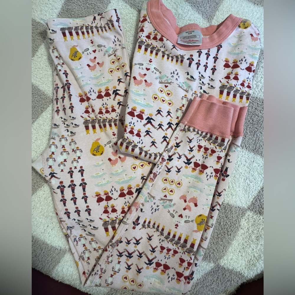 Hanna Andersson ‘12 Days of Christmas’ Pink Patterned Kids Pajamas | Size 10